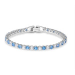 Kristal Taşlı Mavi-Beyaz Su Yolu Bileklik (Altın Kaplama)